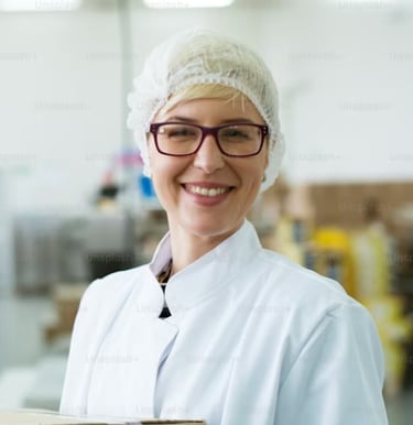 Warehouse employee smiling