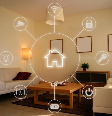 a living room with a table and a couch