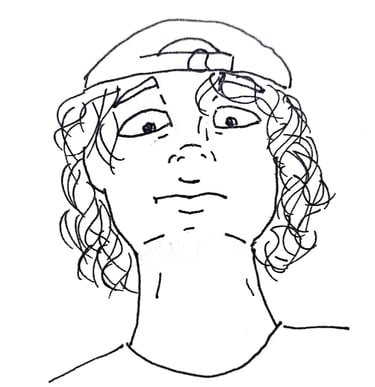 a drawing of um homem with a hat on - Samuel Vitor Lopes Mendonça