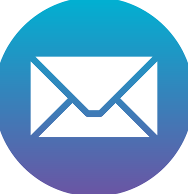 a blue and purple envelope with a mailbox