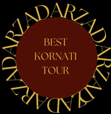 Letters ZADAR surrounding a red circle. Title inside the circle: Best Kornati tour.