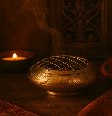 charcoal burner brass with lid