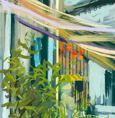 Digital drawing - Marbella courtyard view 2