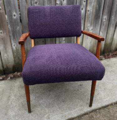 reupholstered eggplant chenille vintage chair