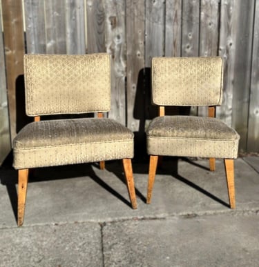 grandma and grandpa chairs with old fabric
