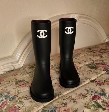 chanel rubber rain boots autumn spring winter