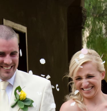 newly weds walking out of church