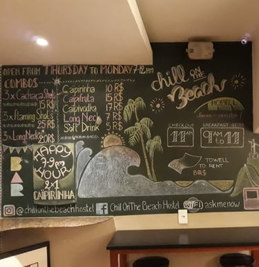 Ardoise murale hostel Rio de Janeiro