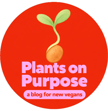 Logo for a blog called Plants on Purpose: a blog for new vegans