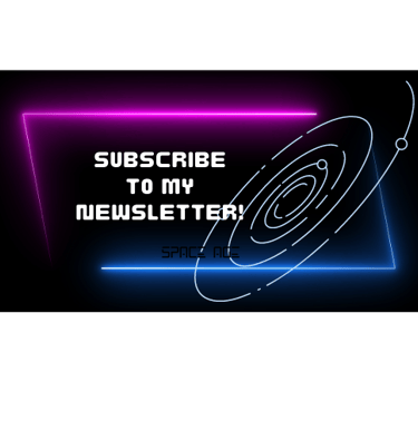 Neon purple and blue button that reads subscribe to my newsletter 