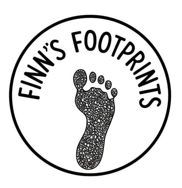 Finn's Footprints logo for budget travel advice and tips.