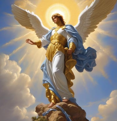Michael the Archangel looking down on psychic reading