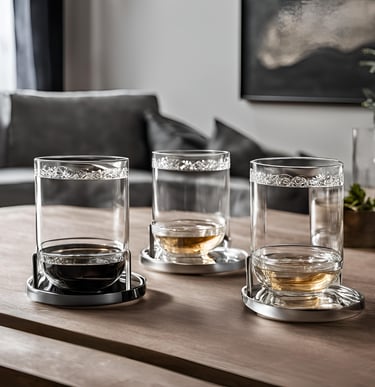 three glasses of whiskey on a table