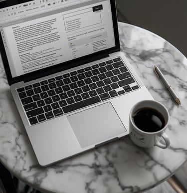 Luxury workspace flat lay symbolizing clarity and confident digital business planning for 2026