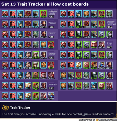 Teamfight Tactics TFT Set 13 Into the Arcane Trait Tracker augment boards comps level 7