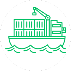a container ship with a crane on it