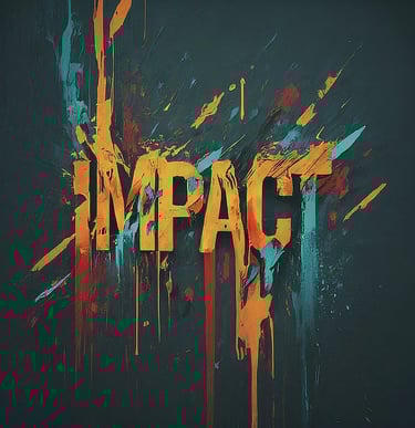 a picture of a textural type of the word impactColorful worm shape symbolizing creative graphic desi