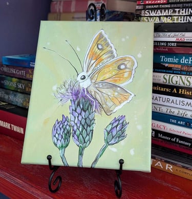 An 8 X 10 inch canvas acrylic painting requested by a client looking for art to fit in just the right way on her mantel.