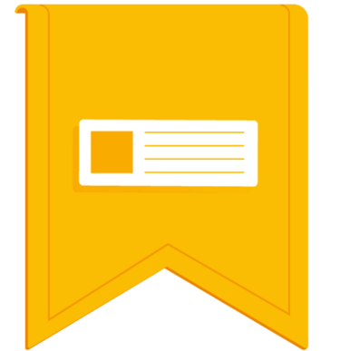 a google yellow ribbon with a badge on it
