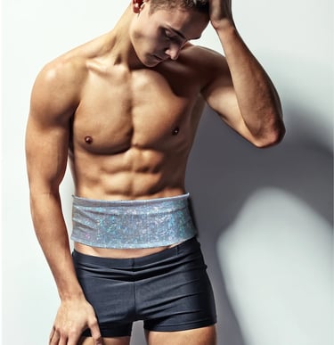 Wearable wellness sash on male model
