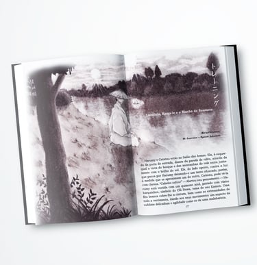 um livro diagramado com uma ilustração