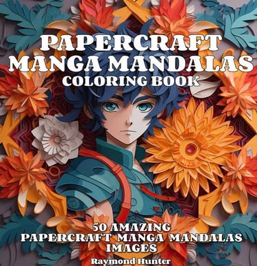 A Coloring book featuring 50 unique 3d effect papercraft manga mandala images