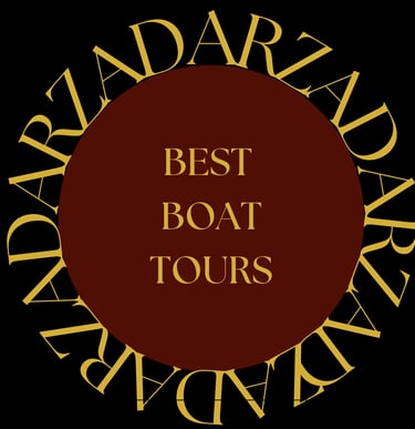 Letters ZADAR surrounding a red circle. Title inside the circle: Best Boat Tours.