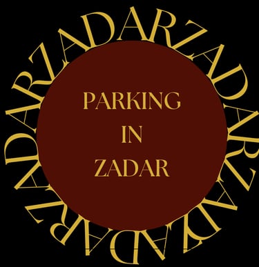 Letters KINKY surrounding a purple circle. Title inside the circle: Parking in Zadar