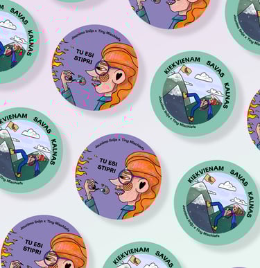 mockup of stickers for jaunimo linija