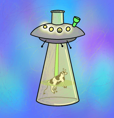 UFO abducting a cow
