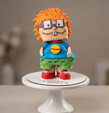 Torta temática inspirada en Carlitos elaborada por Cocina con Ely, creada en formato 3D con modelado