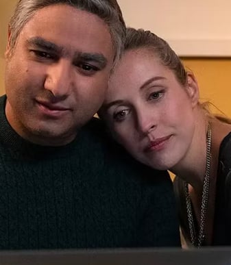 Edyta Budnik (right) as Nate's girlfriend Jade in Ted Lasso