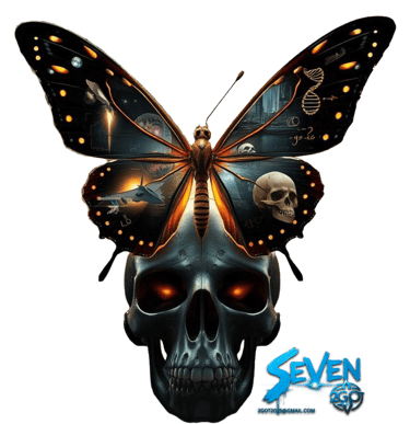 a butterfly butterfly butterfly on a skull head