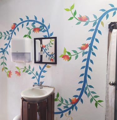 Fresque salle de bain hostel