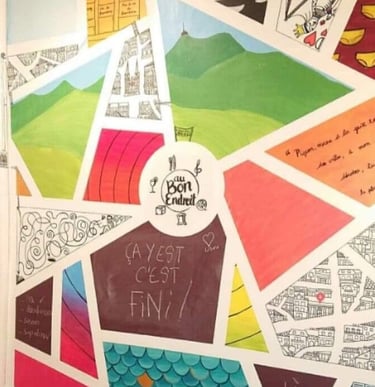 Fresque toilette restaurant Au Bon Endroit