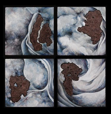 "Continental Drift" Colored Pencil on Hydrostone $450