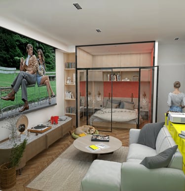 Décoration séjour et salon de luxe projet Moscou, agence Nina Poma Studio.