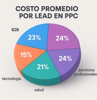 Costos comparativos de generación de leads por PPC segmentado por industrias 2025