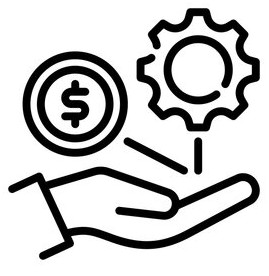 Icon representing sustainability and cost savings in pharma operations.