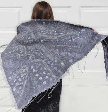 nuno felted wool shawl with lamination