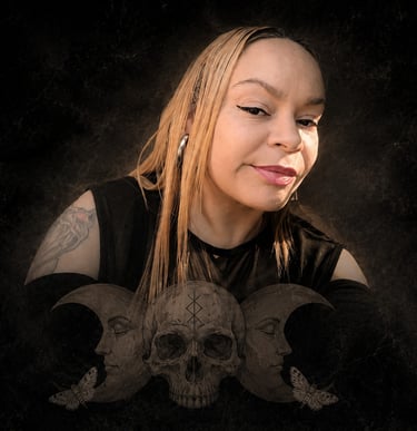 Blonde Puerto Rican woman in a black shirt; I. Burke
