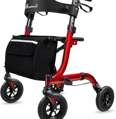Rollator Walker for Seniors, Lightweight Foldable All Terrain Rolling Walker with seat, Aluminum Wal