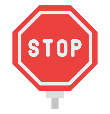 Panneau stop peint au sol et virtuel