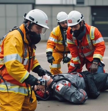 a man riding a skateboard down a street next to tall buildings
