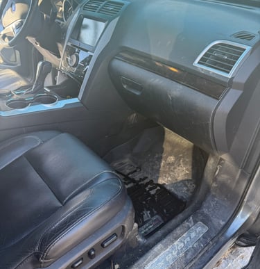 dirty passenger seat before