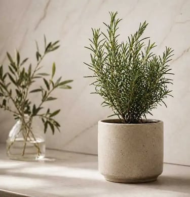 Minimal Kitchen Greenery Ideas | Herb Plant Styling, Neutral Ceramic Decor, Organic Modern Interior 