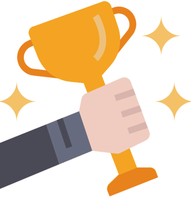 Someone holding winning cup