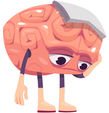 a cartoon brain which looks stressed