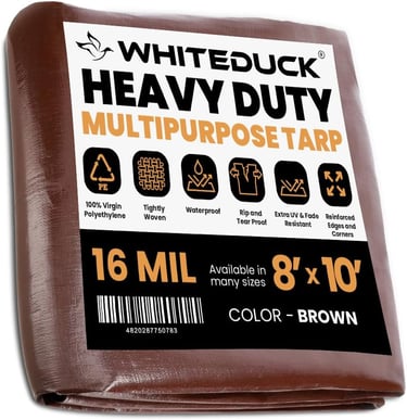 WHITEDUCK 8' x 10' Super Heavy Duty Poly Tarp Thick 16 Mil