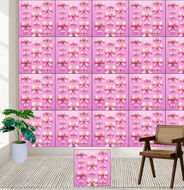 Elegant & Chic Pink Watercolor Bows Pattern Wallpaper